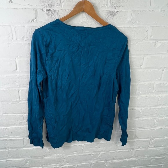 Talbots Women's Crewneck T-Shirt Pullover Long Sleeve Teal Blue Size Large - Picture 2 of 4